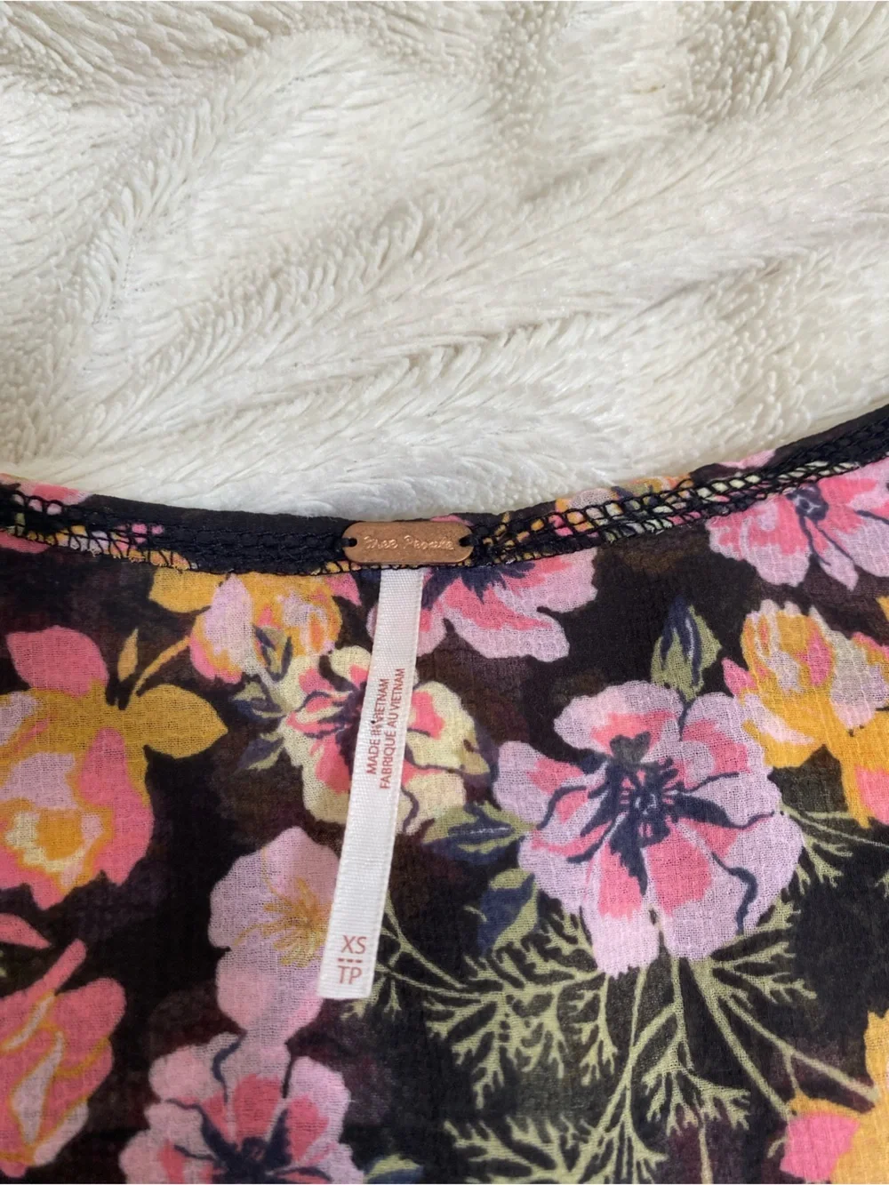 Free People Maybel blouse sheer floral pattern tie-front Sz XS